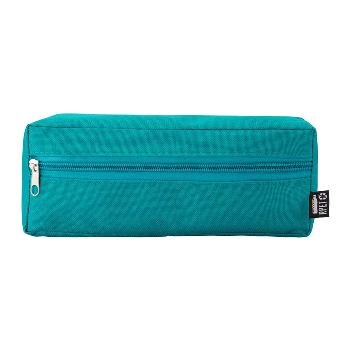 Tech Pack Essential - A teal utility case with a zip closure and a tag, featuring a rectangular design.