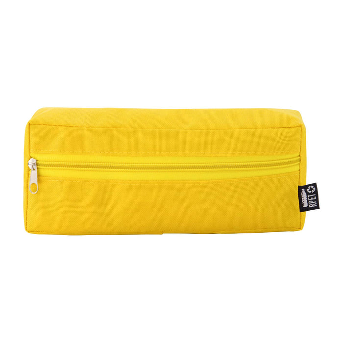 Tech Pack Executive - A yellow utility case with a zippered compartment and a branding label on one side.