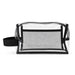 Laynie Clear Cosmetic Bag - A clear cosmetic bag with a black mesh panel and a black handle. It features a zip closure and a simple design.