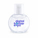 Expo Essentials Pack - A clear bottle of hand sanitiser with a rounded shape, containing a gel-like substance. It features a logo on the front.