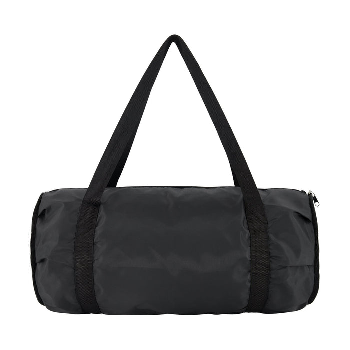 The Game Day Pack - A black duffle bag with dual carrying straps and a zippered closure, featuring a branding logo.
