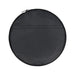 The Escape Pack - A round, black duffle bag with a zip closure and a flat exterior pocket. It features a logo.