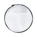 The Hustle Pack - A round, zippered bag in black and white mesh, featuring a transparent top and a pocket on the front.