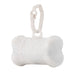 The Walkies Pack - A white bone-shaped dog waste bag dispenser with a clip attachment. It has a speckled texture.