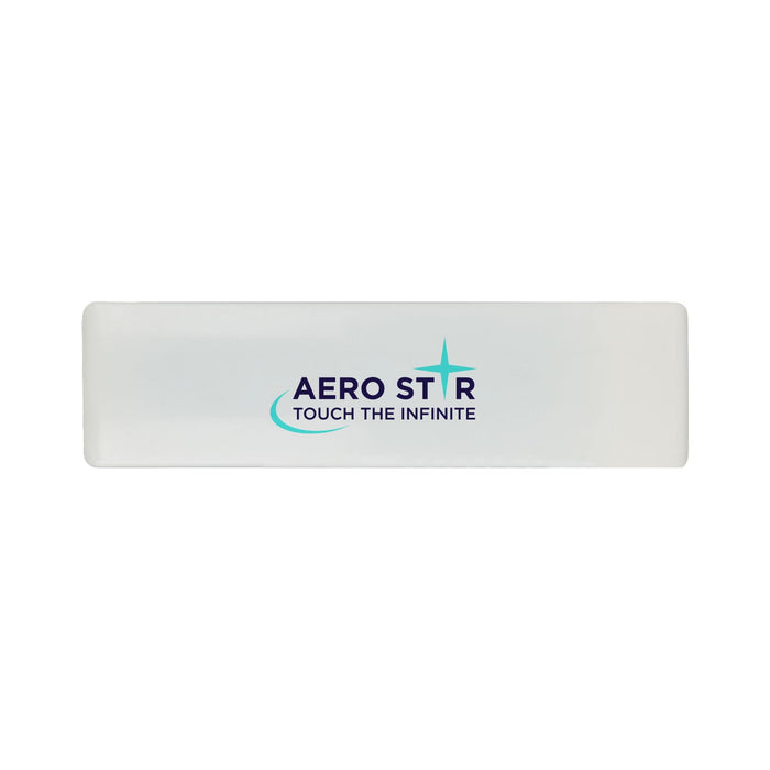 The Polished Traveller - A rectangular white promotional product with a logo featuring blue text and a star design.