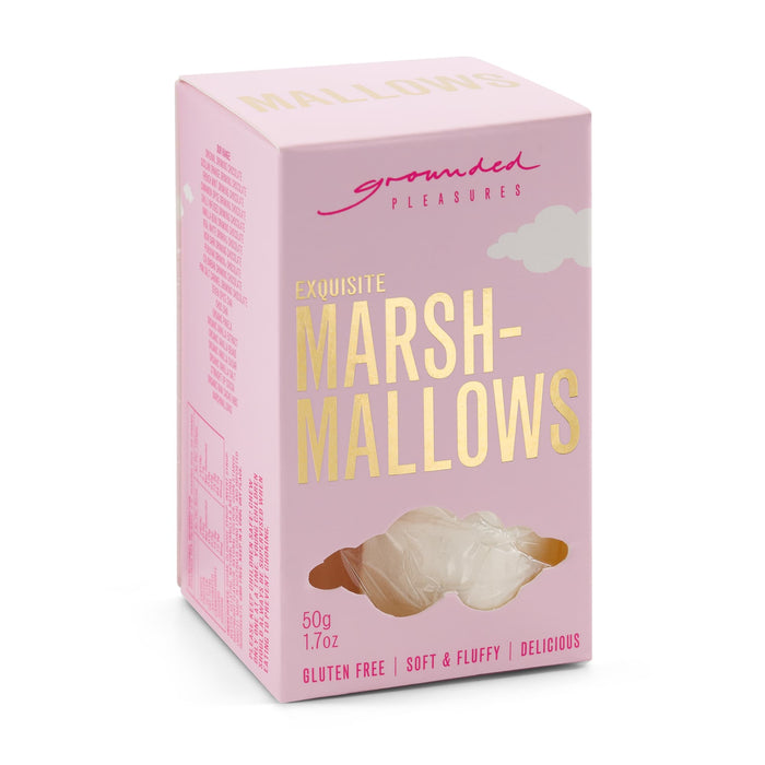 The Winter Warmer Pack - A pink box of marshmallows, featuring white, fluffy treats. The box has a logo and is labelled gluten-free.