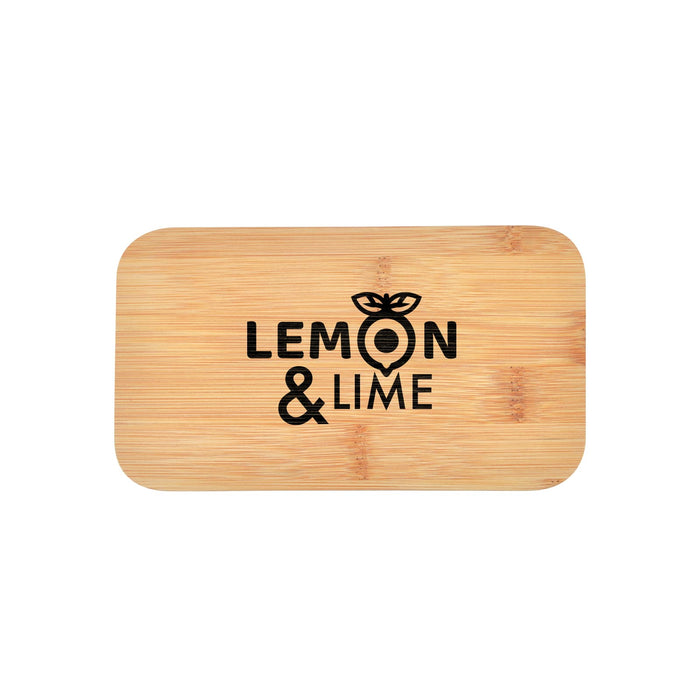 Eco Pack - A bamboo cutting board featuring a logo with the words "Lemon & Lime" in black text. The board has a rectangular shape.