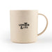 Eco Pack - A cream-coloured mug with a textured finish and a logo. It has a curved handle and a round body.