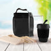 Picnic Pack - A black picnic bag contains a drink bottle, a takeout container, utensils, and a black reusable cup.