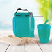 Picnic Pack - A turquoise picnic pack containing a drink bottle, reusable cup, cutlery, and meal containers.