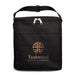 The Pause Pack - A black insulated cooler bag featuring a front pocket and a logo on the front. It has a zip closure and handle.