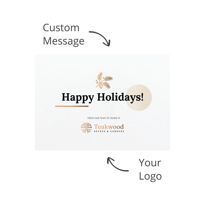 The Courtside Carry - A promotional card with a white background, featuring a festive design, and space for custom messages and logos.