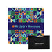 RPET Lens Cloth Set with Pouch - A patterned RPET lens cloth set in vibrant colours with a black pouch featuring branding.