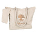 The Courtside Carry - A cream tote bag with a rope handle and a zippered pocket, featuring a logo on the front.