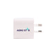 Tech Pack Executive - A white power adapter with two prongs, featuring a logo on its surface.