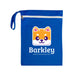 The Walkies Pack - A blue storage pouch featuring a cartoon dog face and a logo, designed for pet accessories.