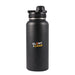 Daily Grind Pack - A drink bottle in sleek black with a black cap and a logo featuring the words "Glam Camp" in orange and white.