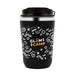 Daily Grind Pack - A drink bottle in matte black with a silver rim, featuring a playful design and a logo.