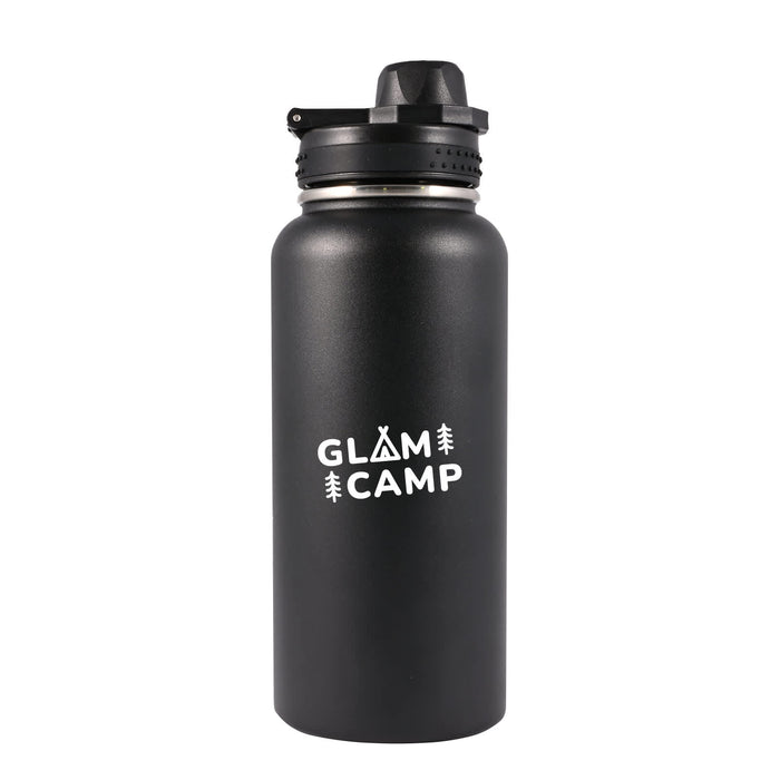 Daily Grind Pack - A drink bottle with a matte black finish, featuring a screw top lid and a logo.