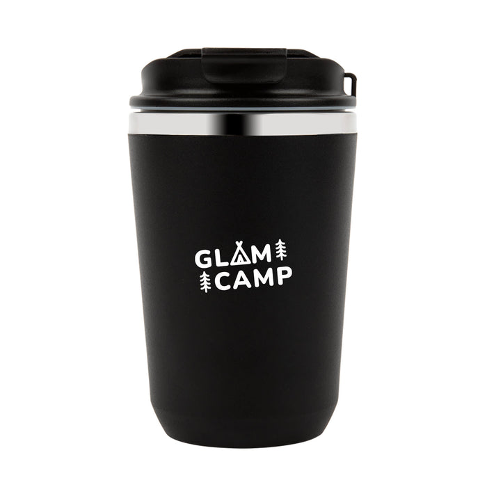 Daily Grind Pack - A black drink bottle with a silver band at the top, featuring a logo.