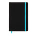Expo Essentials Pack - A black notebook with a turquoise elastic band and matching ribbon bookmark. It features a smooth, matte finish.