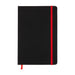 Expo Essentials Pack - A black notebook with a red elastic band and ribbon bookmark. It features a smooth cover and rounded corners.