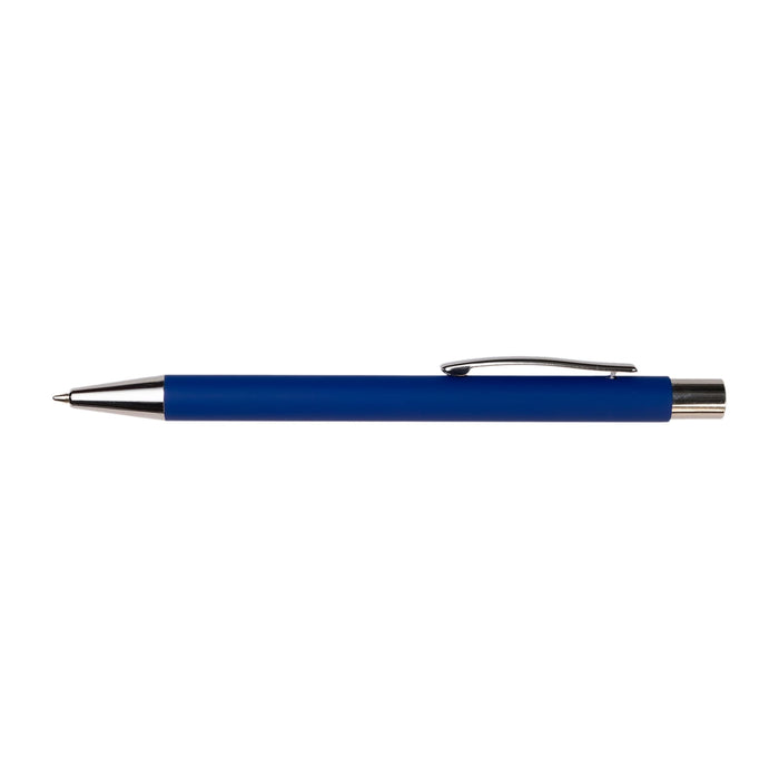 Expo Essentials Pack - A blue pen with a silver clip and tip, featuring a smooth writing point and a sleek design.