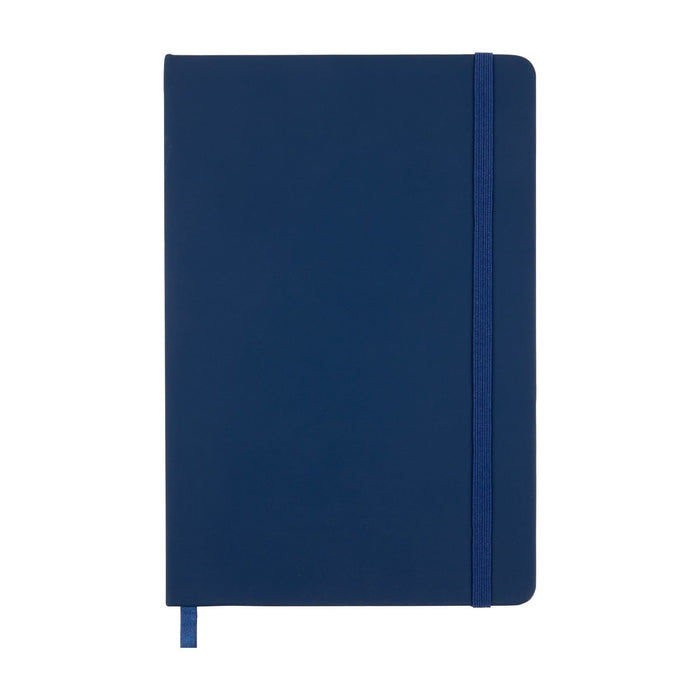 Expo Essentials Pack - A navy blue notebook with a matching elastic band closure and a ribbon marker. It features a smooth surface and no visible branding.