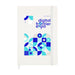 Expo Essentials Pack - A white notebook featuring geometric patterns in blue and light blue, with a logo on the cover.