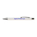 Expo Essentials Pack - A white pen with a silver clip featuring a logo in blue text.