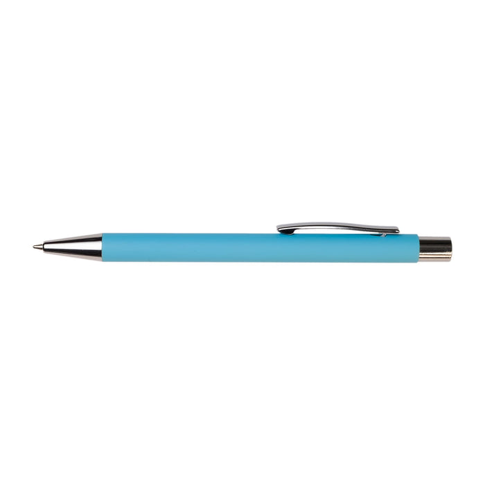 Expo Essentials Pack - A blue pen with a silver clip and tip, featuring a smooth body design.