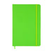 Expo Essentials Pack - A green notebook with a ribbon closure and an elastic band, featuring a smooth cover and a bookmark.