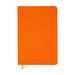 Expo Essentials Pack - An orange notebook with a flexible cover and an elastic band closure. It features a gold ribbon bookmark.