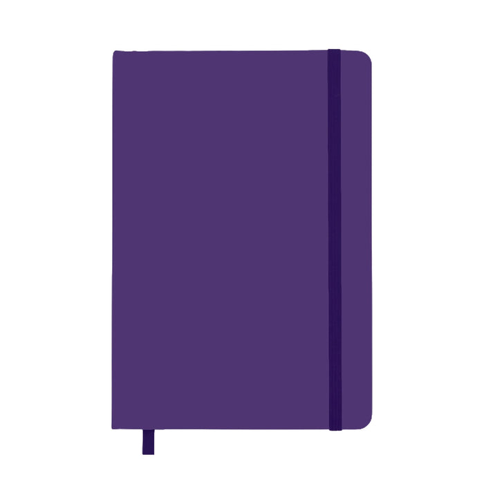 Expo Essentials Pack - A purple notebook with a band closure and a ribbon bookmark. It features a minimalistic design.