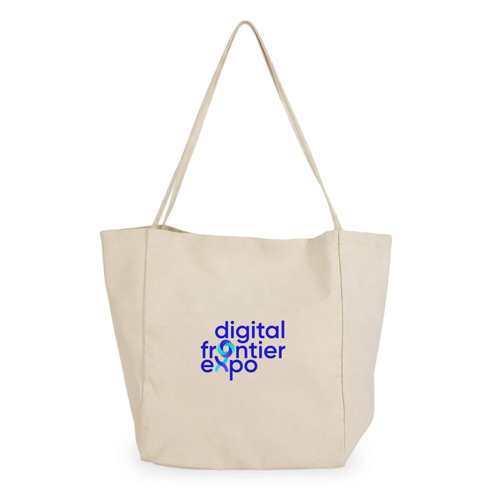 Expo Essentials Pack - A beige tote bag featuring a logo. The bag has long handles for easy carrying.