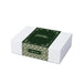 The Modern Essential Gift Set - A white hamper box with a green decorative band featuring intricate patterns and a gift message.