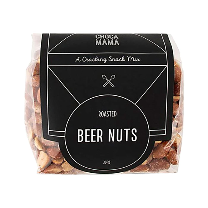 The Knock Off for Christmas Pack - A clear plastic bag containing roasted beer nuts, showcasing a mix of light brown and tan nuts. The bag features a black label with branding.