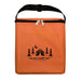 The Gone Fishing Pack - A zippered orange cooler bag with a front pocket and a logo featuring a tent and trees.
