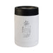 The Gone Fishing Pack - A white insulated drink container with a black lid, featuring a logo and a tropical palm tree design.