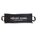 The Escape Pack - A black travel pouch with grey trim and handles, featuring a logo with the words "Golden Hours Camp Society."