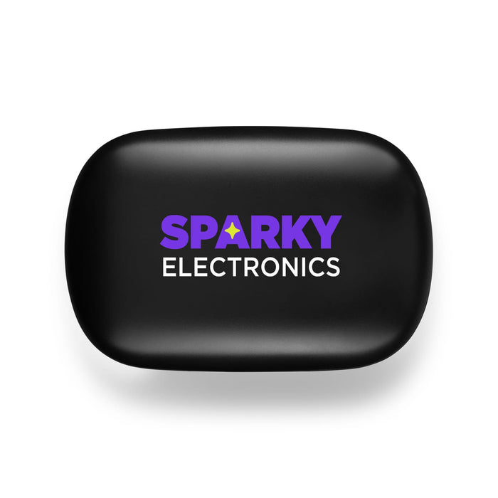 Tech Pack Connect - A black rectangular tech pack with a logo featuring the words "Sparky Electronics" in purple and white.