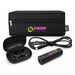 Tech Pack Charge - A black tech pouch contains wireless earbuds, a charging case, and a USB cable, featuring a logo.