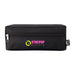 Tech Pack Charge - A black tech pack with a zip closure and a logo in vibrant colours on the front.