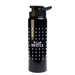 The Hustle Pack - A black drink bottle featuring a logo and a pattern of lightning bolts, with the words "The Gentle Hustle."