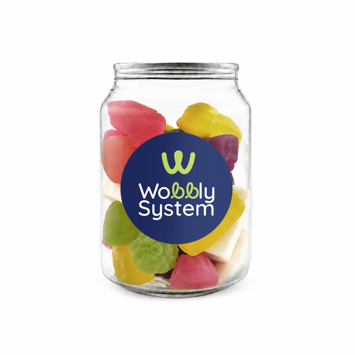 The Good Stuff Pack - A clear jar filled with colourful gummy sweets in various shapes, including yellow, green, pink, purple, and white.