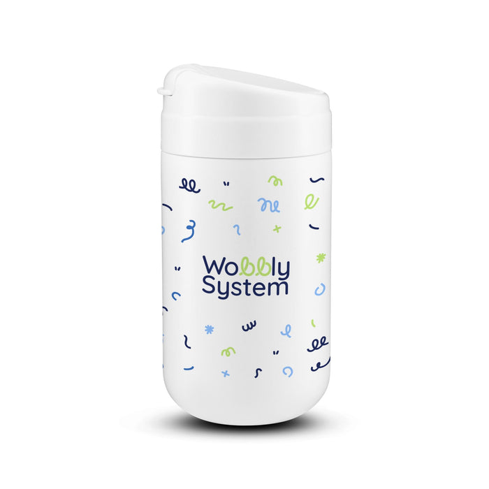 The Good Stuff Pack - A white drink bottle featuring a playful design with various colourful squiggles and a logo.