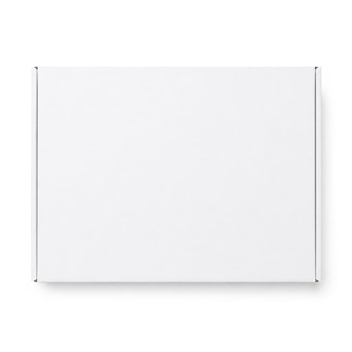Custom Box with Locking Lid 360 x 305 x 105mm - A white custom box with a locking lid, measuring 360 x 305 x 105mm, featuring a simple design.
