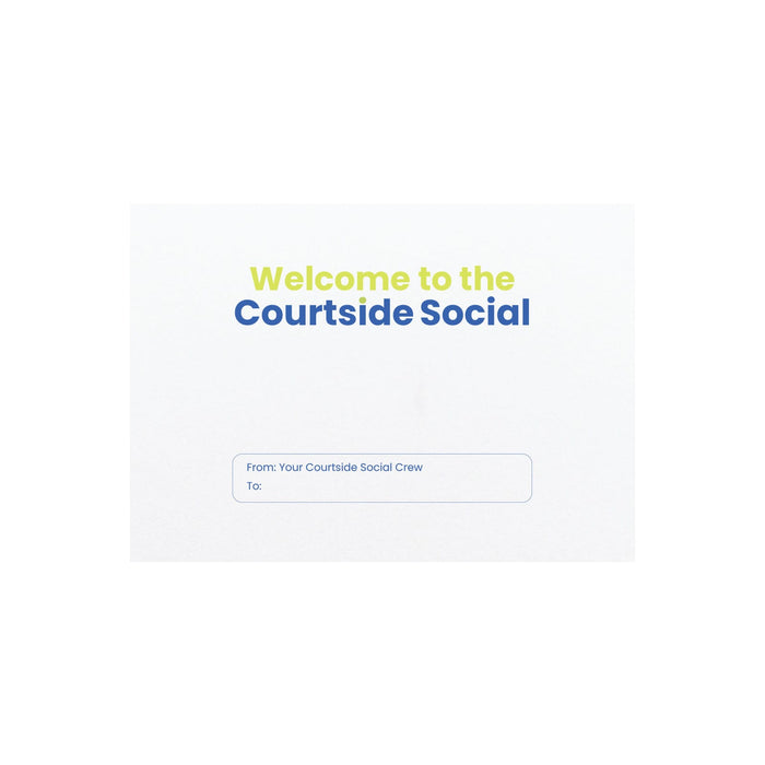 The Play & Graze - A promotional card featuring a welcome message in blue and yellow text, with a space for sender and receiver details.