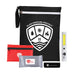 On-the-Go Emergency Pack - A black pouch contains a flashlight, a red pouch, a silver pack, and a black item, featuring a logo.