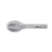 Juniper Cutlery Set - A silver spoon with a smooth, rounded head, featuring a logo and a sleek, modern design.